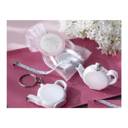 Party Favor 200Pcs Love Is Brewing Teapot Measuring Tape Measure Keychain Key Chain Portable Ring Wedding Gift Sn929 Drop Delivery H Dhge7