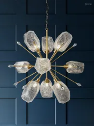 Żyrandole nordycka diament LED oświetlenie żyrandol K9 Crystal miedziana luksusowa lampa wisząca do salonu sypialnia dom Deco kreatywne urządzenia