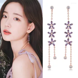 Dingle örhängen 1 par koreansk blommor droppe länge för kvinnliga smycken 2023 Tassels boucles d oreille femme