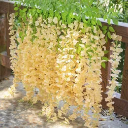 Dekorativa blommor 1 datorer Wisteria Artificial Wedding Arch Decation Hanging Fake Flower Garland Vine Plant Home Decor Outdoor Garden