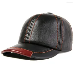 Berets Real Cowhide Leather Baseball Cap Dad Hat Trucker Driving Golf Winter Warm