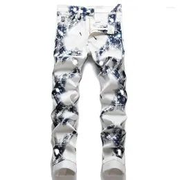 Pantalones vaqueros para hombre Pantalones de algodón con estampado digital para jóvenes Moda de personalidad informal de cintura media para jóvenes