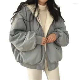 Kurtki damskie ciepło zimowy pluszowy płaszcz z kapturem damskie bluzy z kapturem podwójne bluzie z kapturem z rękawem.