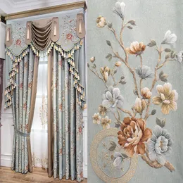 커튼 커튼 유럽 스타일의 맞춤형 면화 및 커튼 거실 침실 인쇄 직물 꽃 복고풍 현대 완제품