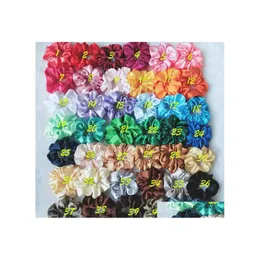 Hair Rubber Bands Women Silk Scrunchie Elastic Handmade Mticolor Band Ponytail Holder Headband Accessories 42 Colors Drop Delivery J Dhy4X