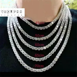 チェーンyikuf88ヒップホップジュエリーメンネックレスフルダイヤモンドシングルロウテニスラップ男性ハイポップ（20 45 50 60cm）