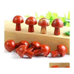 Stein 20mm Mini Rot Pilz Pflanze Statue Steine Ornament Schnitzen Hause Dekoration Kristall Polieren Edelstein Drop Lieferung Schmuck Dh2Eu