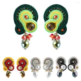 Dangle Earrings KPacTa 2023 Luxury Handmade Weaving Soutache Drop Earring Ethnic Jewelry Female Crystal Banquet Gifts Boucle D'oreille