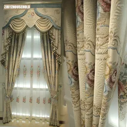 Cortinas de luxo europeias para sala de estar quarto de ponta chenille espessada na janela de sombreamento alto