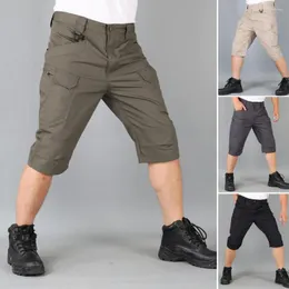 Men's Pants Capri Solid Color Multi Pockets Summer Relaxed Fit Straight Cargo Shorts Streetwear