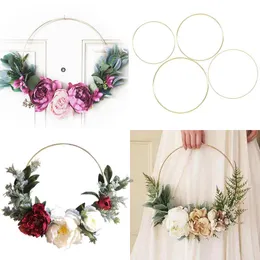 Decorative Flowers & Wreaths 10-40cm Gold Iron Metal Ring Wreath Garland Wedding Decoration Baby Shower Floral Bride Dream Catcher Hoop Deco