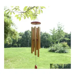 Altro Home Decor Grace Deep Resonant Antique Metal Wooden 6 Tube Windchime Chapel Bells Campanelli eolici Ornamento Regalo artigianale Rrf8343 Otz8S