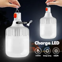 Luci a LED Lanterna da campeggio Lampadine di emergenza portatili USB Batteria incorporata Torcia luminosa Lanterne da esterno con gancio
