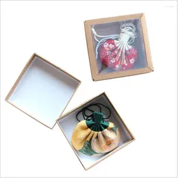 Present Wrap 10st Folding Kraft Paper Box med transparent PVC Window Brown Packaging Wedding Birthday Candy Cookie