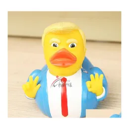 Articoli novità 9.3Cm Baby Shower Swim Duck Toy Trump Usa President Shaped Water Floating Toys Pvc Cjlidren Favore di partito 8 8Yn E1 Drop Otbhg