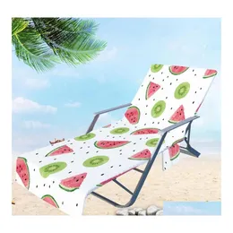 Patio Benches Summer Print Beach Chair Er Towel Outdoor Portable Fashion Leisure Blanket With Pockets For Garden Pool Drop Delivery Otun1