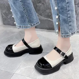 Dress Shoes Women's Platform Mixed Color Oxfords Round Toe Female Footwear Clogs Retro Leather Summer Basic Mary Janes