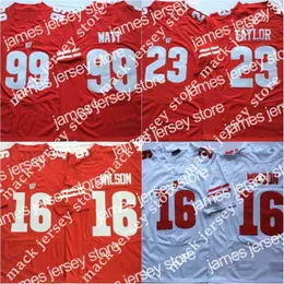 Abbigliamento da football universitario americano 99 Maglia da football americano JJ Watt NCAA College Wisconsin Badgers 16 Russell Wilson 23 Jonathan Taylor cucita