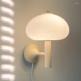 Wall Lamp Mushroom Retro Decoration Lighting For Living Room Bedroom Bedside Stairs Luci Led Originality Cream Glass Lights