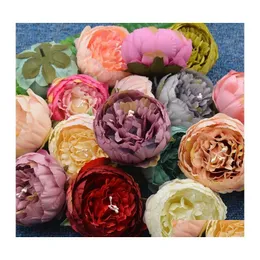 Decorative Flowers Wreaths 1 Pcs Hight Quality European Silk Peony Heads Fall Vivid Fake Leaf Artificial For Wedding Home Party De Dhcbs