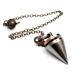 Pendant Necklaces Small Cone Metal Pendulum For Dowsing Healing Point Amulet Copper Chain Rose Gold Color Wicca Pendule Reiki Fashion Jewelr