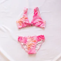 Twopieces Gradient Kids Girls Bikini Bikini Set Tie Dye Swimment Suit Summing Children Summer Biquini Infantil Swimsuit A244 230114