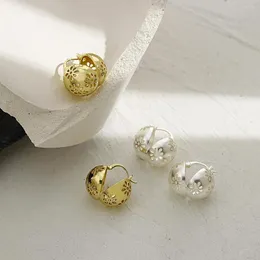 Creolen Greatera Trendy Hohl Floral Metall Ball Earrigns Für Frauen Gold Silber Farbe Kupfer Legierung Blumen Schmuck 2023