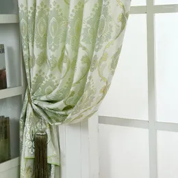 Tenda Stile Europeo Verde Chiaro Semplice Jacquard Giardino Ombreggiatura Fresca Prodotto Finito Tende Per Soggiorno Sala Da Pranzo Camera Da Letto