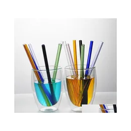 Drinking Straws Colorf Glass Sts Wedding Birthday Party Reusable Color 18X0.8Cm Bar Tools Sn978 Drop Delivery Home Garden Kitchen Di Dhhdp