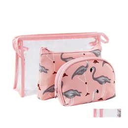 Storage Bags Printing Cosmetics Waterproof Transparent Bag Pvc Wash Package 3Pcs 1Set Drop Delivery Home Garden Housekee Organization Dh0Mj