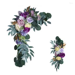 Dekoratif çiçekler 2 adet düğün sahne yapay çiçek kemeri aranjmanı çelenk gül arka plan dekorasyon