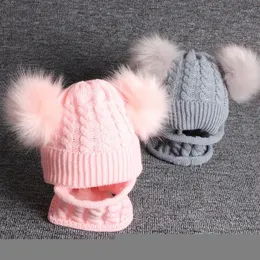 Acessórios para cabelos nascidos chapéu de bebê cachecol conjunto pompom desenho animado infantil menino inverno para crianças malha quente crianças meninas gordear boné