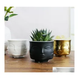 Planters krukor M￤nskligt ansikte Flowerpot Ceramics Floral Vase Modern Succent Plants Storage Tank Home Man and Women Contracted Style 15 Otvai