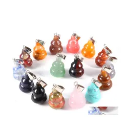Charms Natural Crystal Opal Rose Quartz Tigers Eye Stone Gourd Shape Pendant For Diy Earrings Necklace Jewelry Making Drop Delivery Dhge7