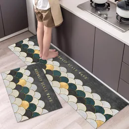 Mattor trycker kök fuktsäker golvmatta enkel modern baddörrdekoration icke-halkt tjocka långa strip hushållen carpets