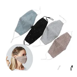 Party Decoration Fashion Design Sequins Masks Pm2.5 Dustproof Mouth Er Washable Reuse Face Mask Elastic Earloop Mouths Drop Delivery Otzfi