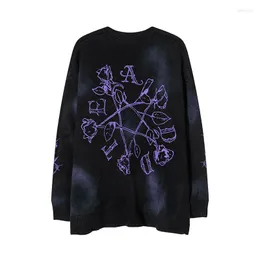 Männer Pullover Gestrickte Langarm männer Übergroße Pullover Throns Death Rose Grunge Gothic Kleidung Y2k Streetwear Goth Männer Kleidung