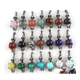 Charms 16Mm Natural Gem Stone Skl Skeleton Pendants Opal Crystal Rose Quartz Diy Necklaces Jewelry Making Wholesale Drop Delivery Fi Dhp0N