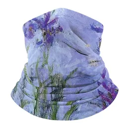 Berets Claude Monet Lilac Irises 1914 УФ -защита шарфы шарф -шарф импрессионизм искусство лицо головы обертка на улице