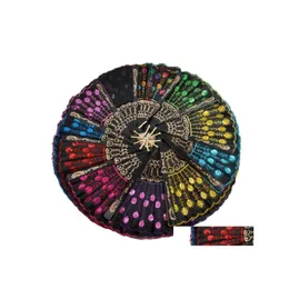 Party Favor Sequins Dancing Fan Creative Design Peacock Folding Hand Fans Women Stage Performance Prop Mti Color 1 8Zq C Rc Drop Del Othoi