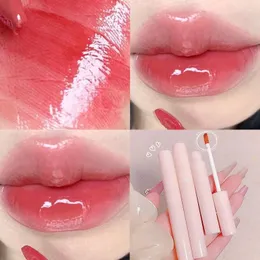 Lip Gloss Mirror Jelly Waterproof, trwałe nawilżanie seksowna czerwona płynna szminka Kobiety Pulching Glaze Makeup Kosmetics 1 Zestaw