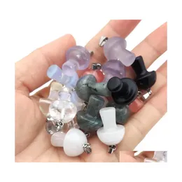 Charms glas sten snidning svamp form hänge reiki healing crystal quartz för kvinnor smycken gör grossist drop leverans hitta dhdnb