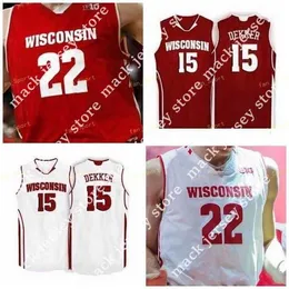 대학 농구 착용 NIK1 NCAA College Wisconsin Badgers 농구 저지 4 Carter Higginbottom 12 Trevor Anderson 13 Tai Strickland