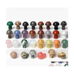 Stone Random Color Mini Mushroom Plant Statue Natural Carving Aquarium Home Decoration Crystal Polering Gem Drop Delivery Jewelry DHHSG