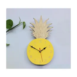 Wall Clocks Clock Cartoon Acrylic Pineapple Fruit Arrical 11Inch Creative Living Room Mute Watch Horlog Drop Delivery Home Garden Dec Dhpa1