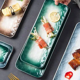 Plates Japanese Style Simple Stone Texture Sushi Plate Household Creative Ceramic Rectangular Dim Sum El Personality Nor