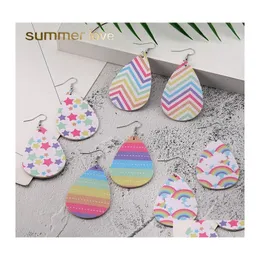 Charm Korea Style Rainbow Color Heart Star Printing Printing Leather Strains for Women Dravel Drop Draindrop Faux Ear Party Jewelry Delivery Otoo6