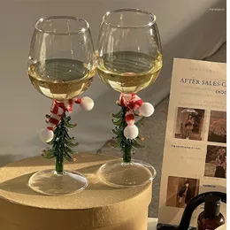 Vinglas med vaso färgat glas transparent vatten kopp jul gåva kreativt träd