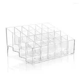 Förvaringslådor 6/24 Grid Lipstick Makeup Organizer Cosmetic Organizador Box Nail Polish Display Stand Holder Make Up