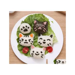 Sushi Tools 4st/Set Diy Cute Cat Rice Mold Mod Bento Maker Sandwich Cutter Ball Decoration Kitchen Drop Delivery Home Garden Dining DHFJT